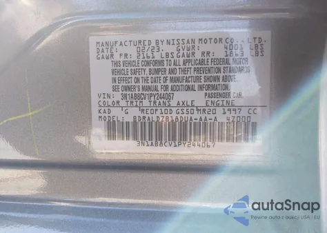 2023 Nissan Sentra Sv Xtronic Cvt из США, поврежденный, VIN 3N1AB8CV1PY244067